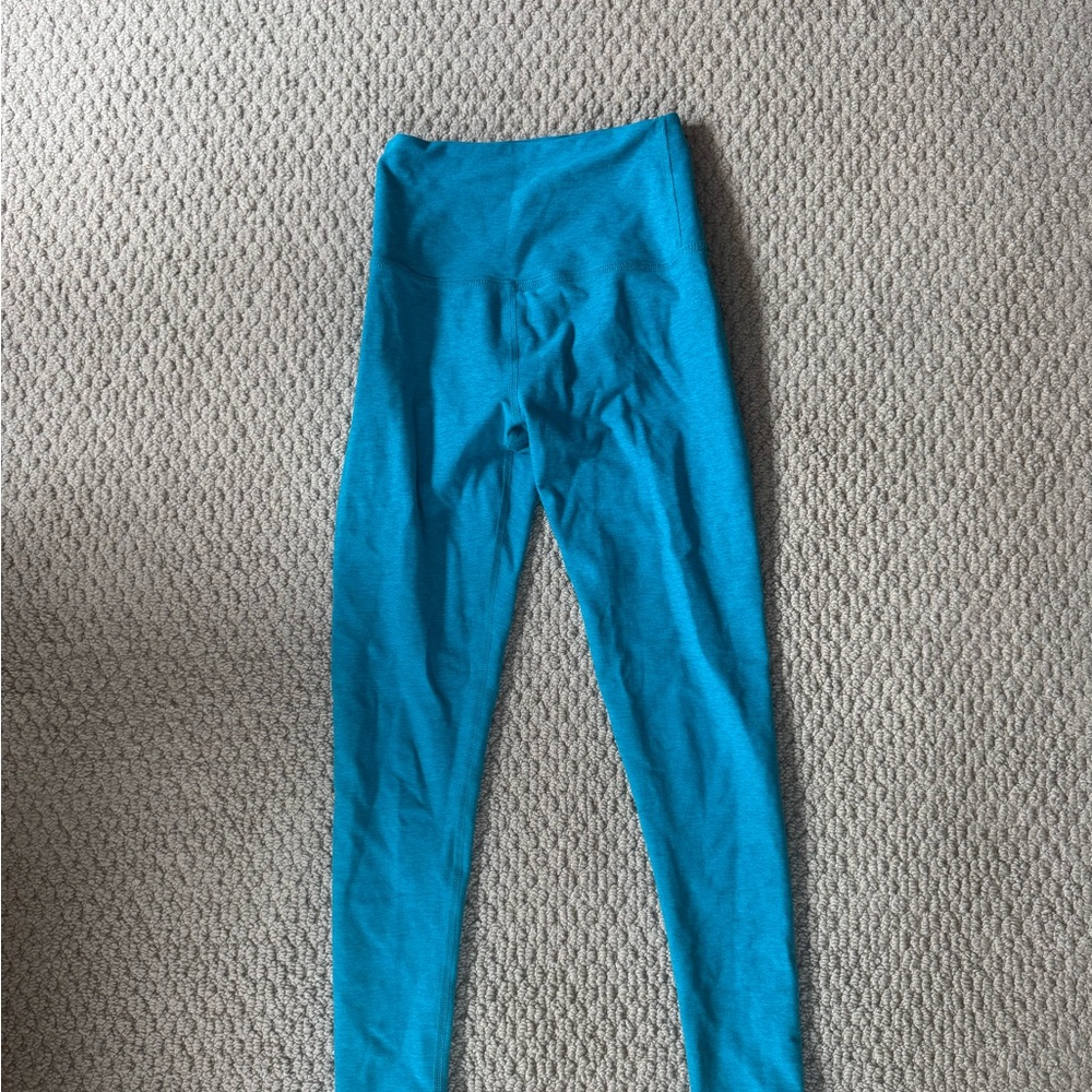Spacedye Caught in The MIDI High Waisted Leggings in Peacock Blue Small
